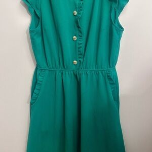 Monteau Green Ruffle Button Front Midi Dress | Size L